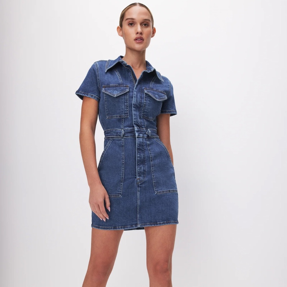 Good American Fit For Success Denim Dress Size large fits small